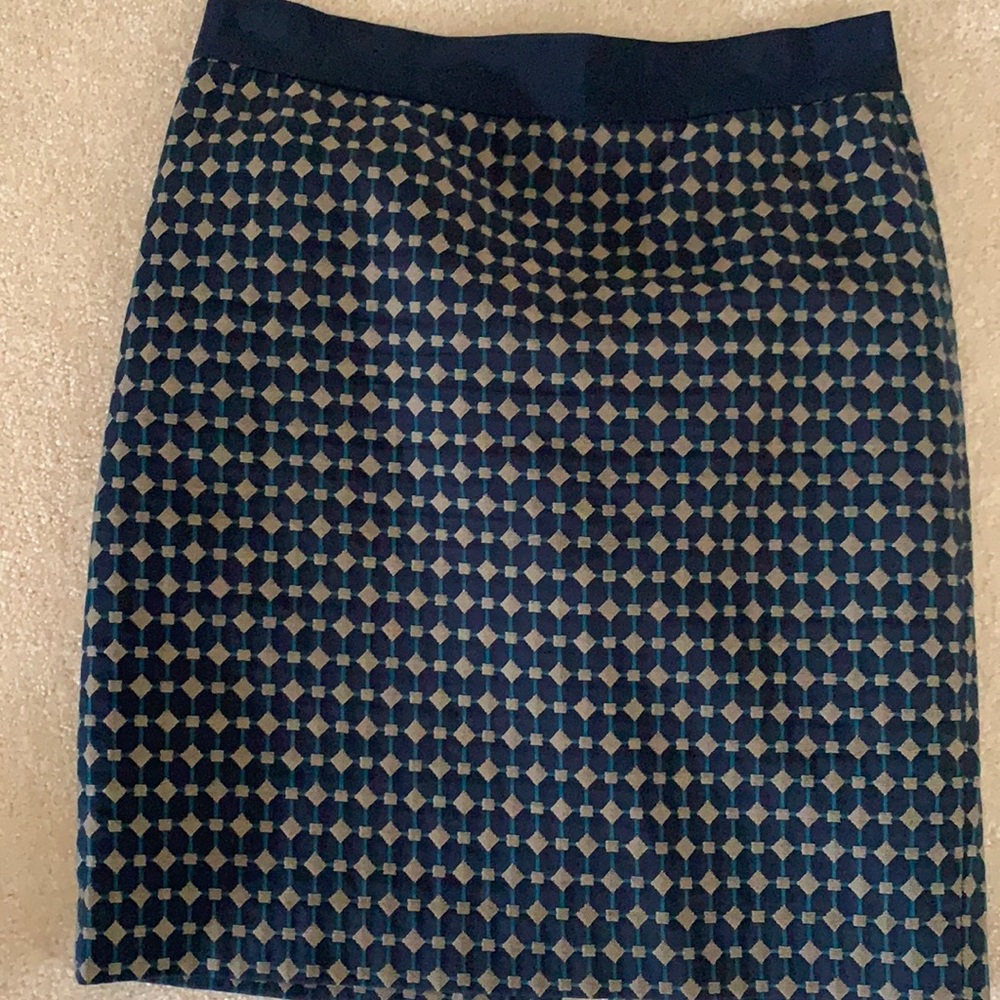 Ann Taylor size 6 skirt blue gold beige diamond